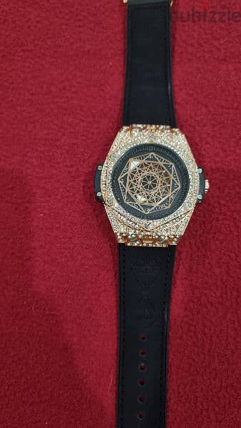 Hublot Sang Bleu Quartz Replica - Black Golden Edition 4