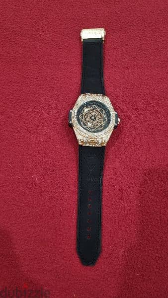 Hublot Sang Bleu Quartz Replica - Black Golden Edition 7