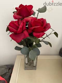 fake red roses with vase ( ikea)