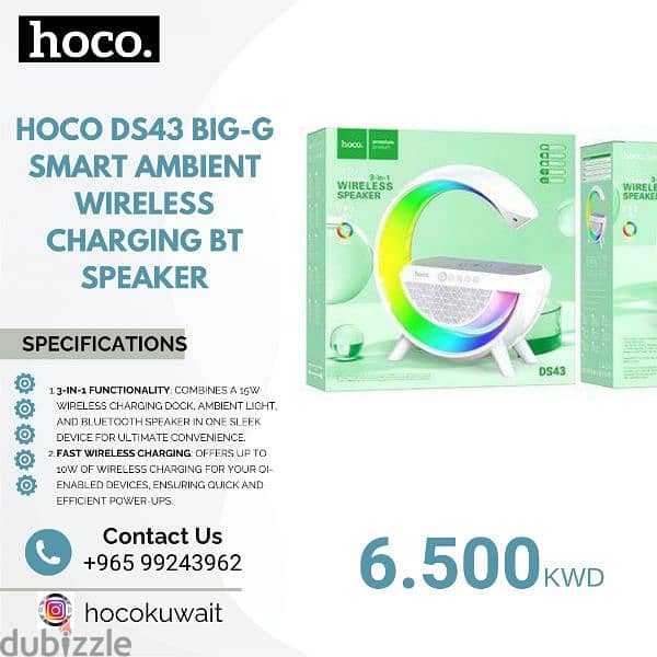 Hoco DS43 15W Wireless Charging Smart Ambient Light Speaker 0