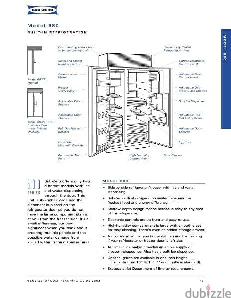 Sub Zero Refrigerator Model 680 Side by Side. 7