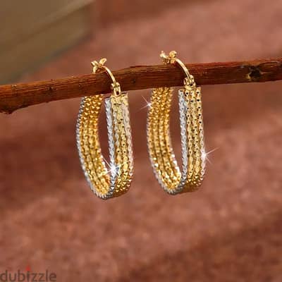 Golden Sparkling Hook Earrings