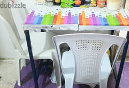 Used Iron study table with 2 plastic chair 0