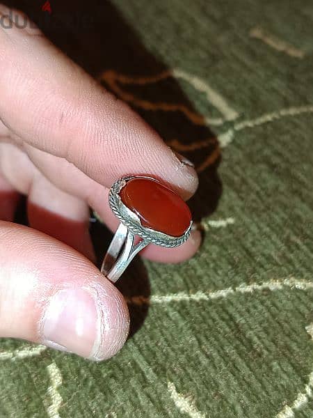 hand made antique silver ring yemeni agate stone 1