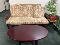 3 seater wooden sofa with centre table for immediate sale