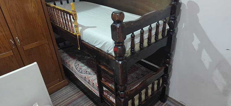 Ikea double cot bed with mattress and Bunk bed for sale in mangaf. 2