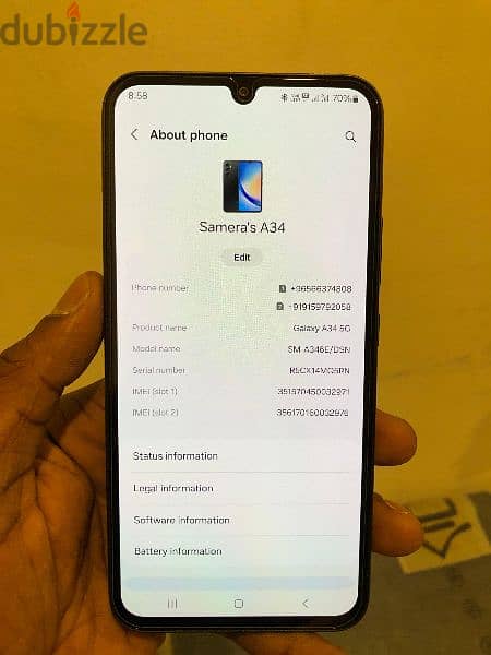 samsung a34 5g 8/128 new mobile just 8 days used 9