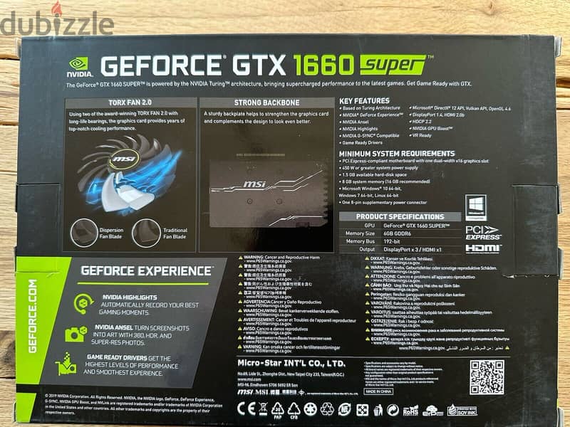 MSI GeForce GTX 1660 SUPER VENTUS XS OC 6GB 1