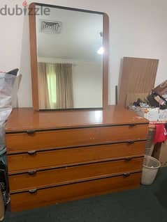 Wooden brown 4 drawer Dresser with Mirror  for Urgent Sale