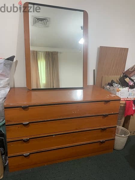 Wooden brown 4 drawer Dresser with Mirror  for Urgent Sale 0