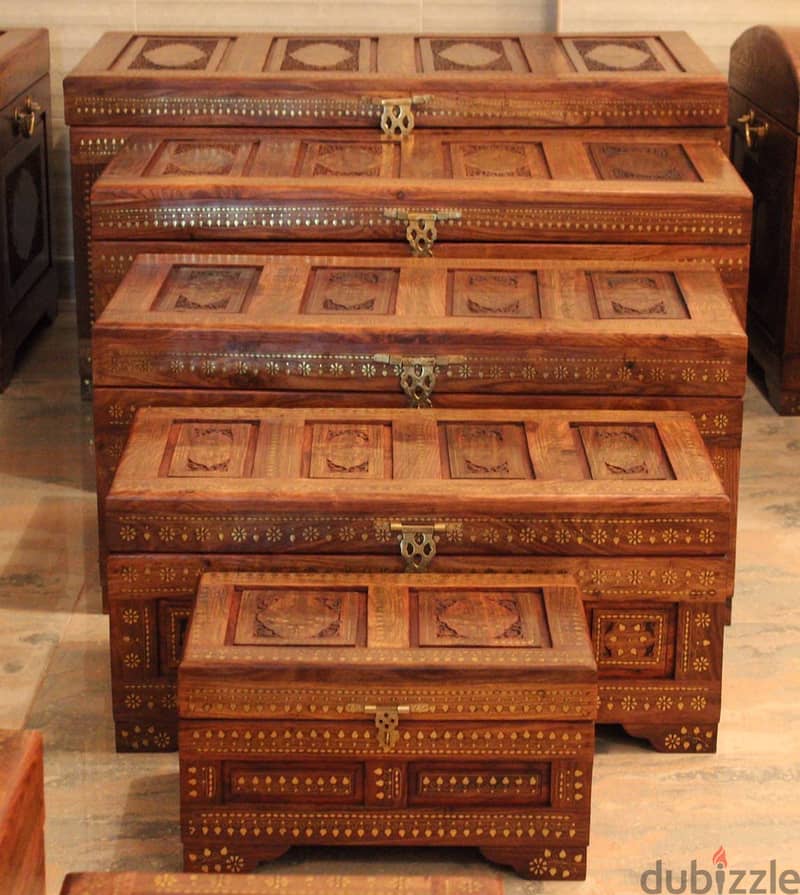 Solid Wood Handmade Antique Boxes (Sold as a Set or Loose) - NEW 4