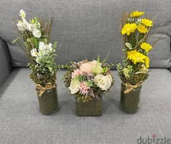 Three Artificial Flower Pots 0