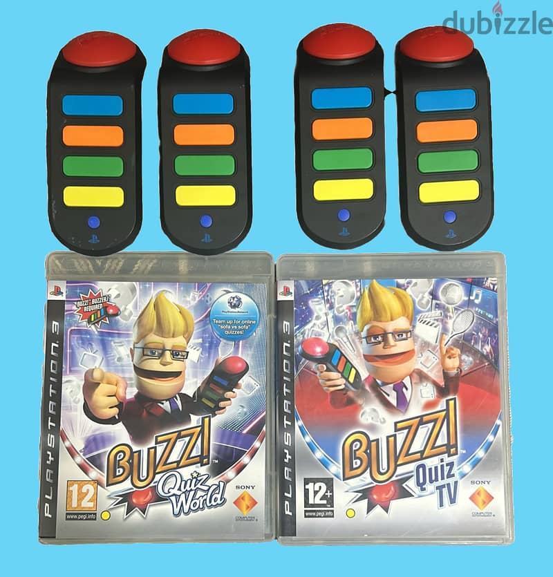 Buzz Quiz TV and Quiz World games with 4 remote controllers 1