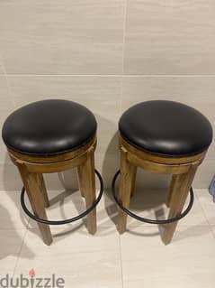 High quality leather & wood bar stools, 105x40cm