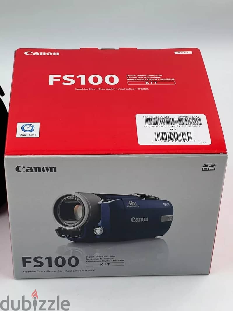 Canon FS100 Saphire Blue Digital Video Camcorder, New, with Canon Case 1