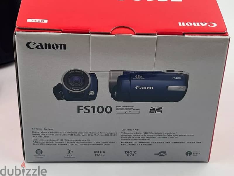 Canon FS100 Saphire Blue Digital Video Camcorder, New, with Canon Case 4