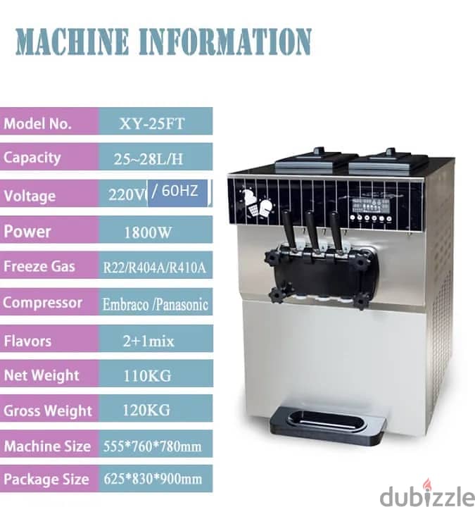 3 NOZZLESS ,SOFT ICE CREAM MACHINE ( COMMERCIAL HEAVY DUTY) 3