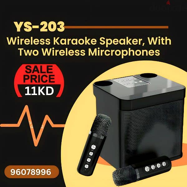 karaoke Bluetooth Speaker With 2 Microphone 0