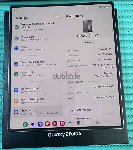 Samsung Galaxy Z fold 6 5G 512 GB Silver Shadow Used! 7