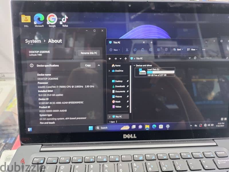 DELL LAPTOP TOUCH SCREEN I7 7GENRATION 16gbram 256gb ssd 0