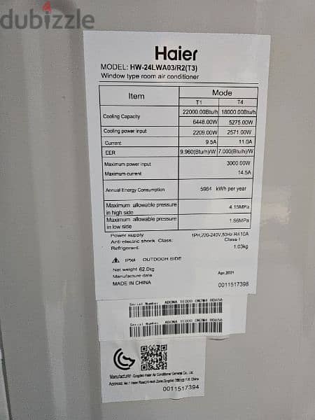 HAIER AC used for 1 month indoors only 4