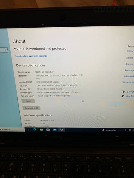 Dell intel core i5 processor. touch screen full hd. 8 Gb ram and 256 Gb 1