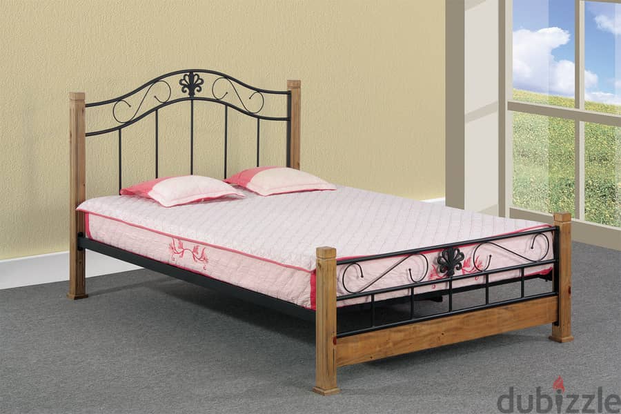 King size metal bed with medicated matress 0