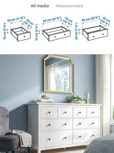 HEMNES Chest of 8 drawers, white stain, 160x96 cm