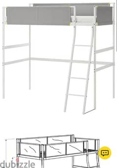 Loft bed frame, white/light grey, 90x200 cm 0