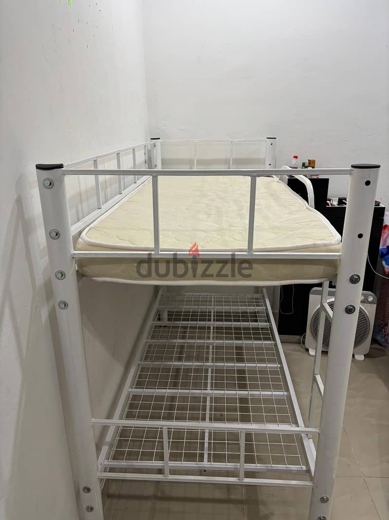 (4 Months Old) Queen size cot with mattress & Kids bunk bed for sale 0