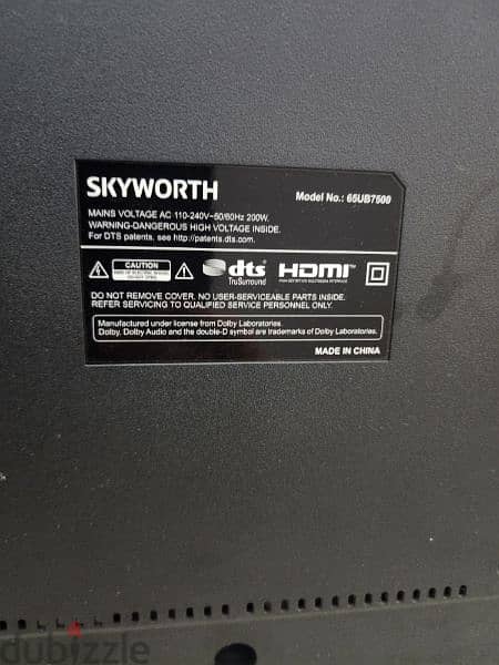 Skyworth  smart TV 65" inches, UHD 4K android Tv google. play 1