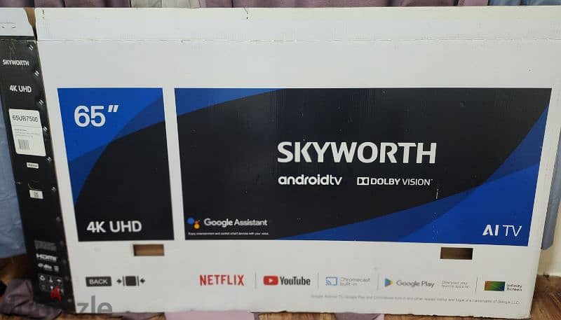 Skyworth  smart TV 65" inches, UHD 4K android Tv google. play 2