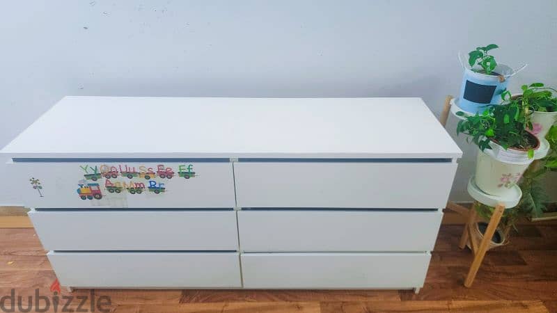 Chest of 6 drawers, white, 160x78 cm 2