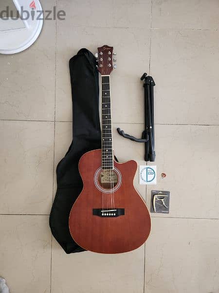 Acoustic Guitar + Bag + Stand + Capo + E string + Pick 1