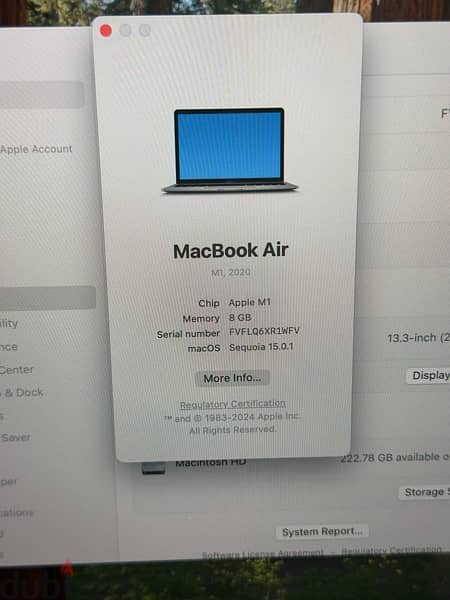 MacBook Air 13inch 256gb M1 chip 0