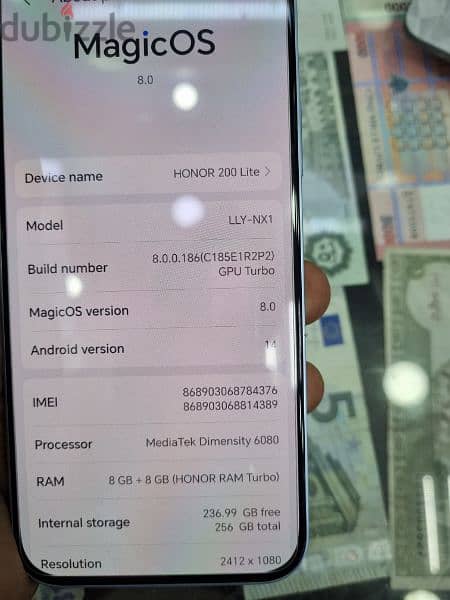 honor 200 Light 5g 256gb 8+8gb Tarbo ram like new phone 4