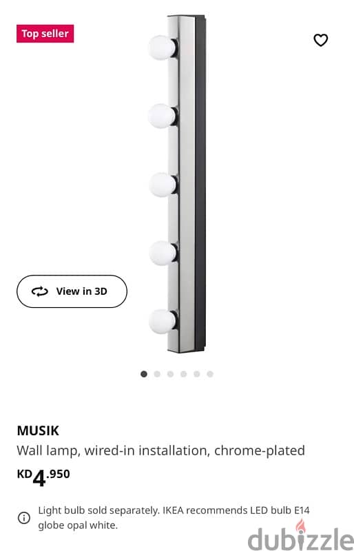 IKEA MUSIK Wall lamp  I have 4 lamps  2 chrome-plated 2 white colour 0