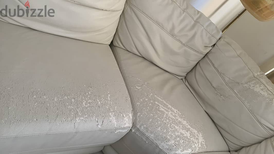 White Leather  l shape sofa 2