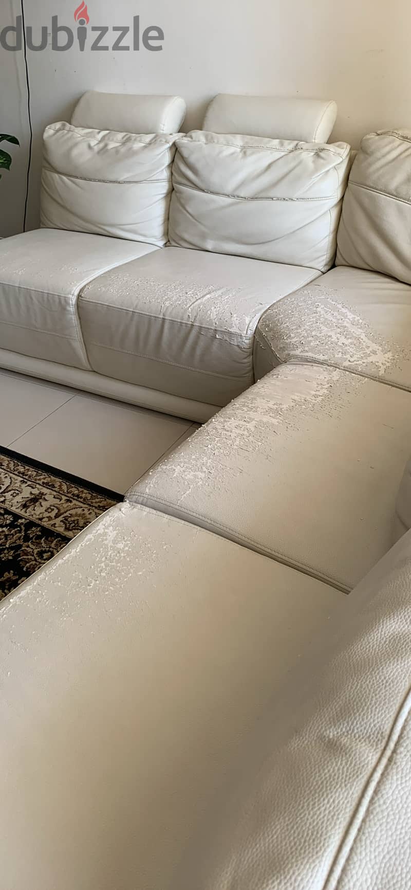 White Leather  l shape sofa 3