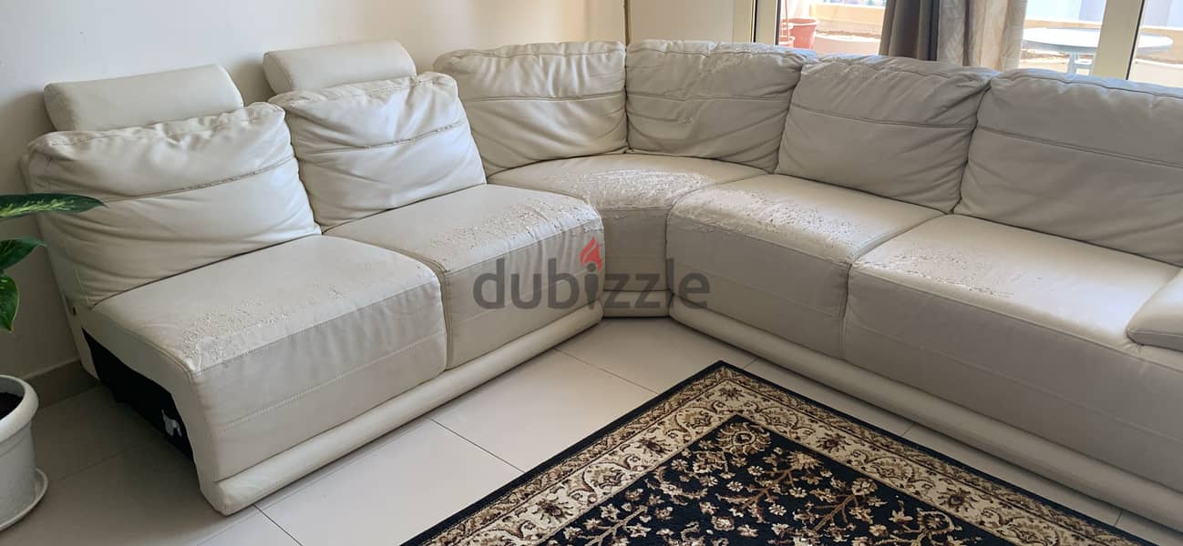 White Leather  l shape sofa 7