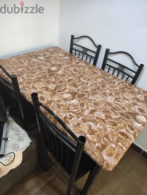 Dining Table with 4 chairs in perfect condition urgent sale 1