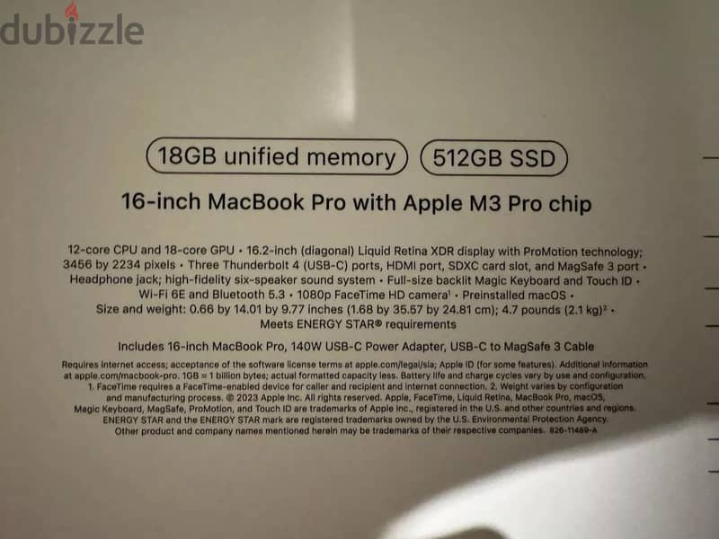 MacBook Pro M3 12-Core, 18-Core GPU, 36gb Unified, 512gb SSD, 16 Inch 6