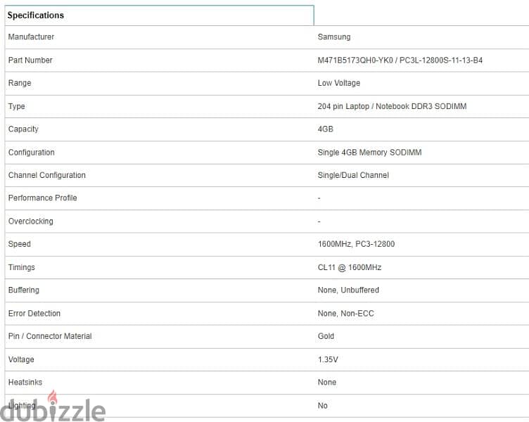 Samsung 4GB DDR3L Laptop Memory, 1600MHz, PC3-12800 Speed, 3