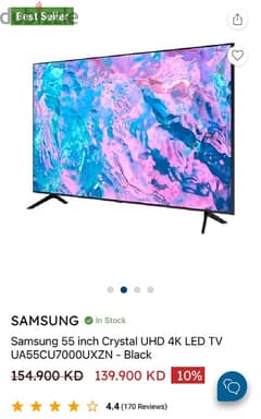 SAMSUNG 55 inch SMART FLAT TV 55 INCH CRYSTAL ULTRA HD 4K RESOLUTION 0