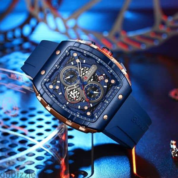 CURREN Luxury Chronograph Sports Watch - Blue and Rose Gold 1