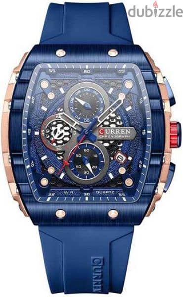 CURREN Luxury Chronograph Sports Watch - Blue and Rose Gold 3