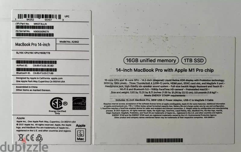 2021 Apple MacBook Pro 14" M1 chip with Magic keyboard and magic mouse 3