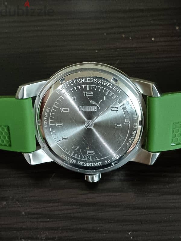 Puma Mens Stainless Steel Watch with Silicon Green Strap PU103071 1