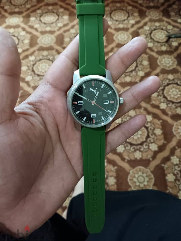 Puma Mens Stainless Steel Watch with Silicon Green Strap PU103071 2