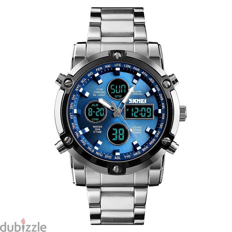 Skmei 1389 Dual Display Waterproof Watch (NEW) BLACK + BLUE KD 7.5 BOT 1